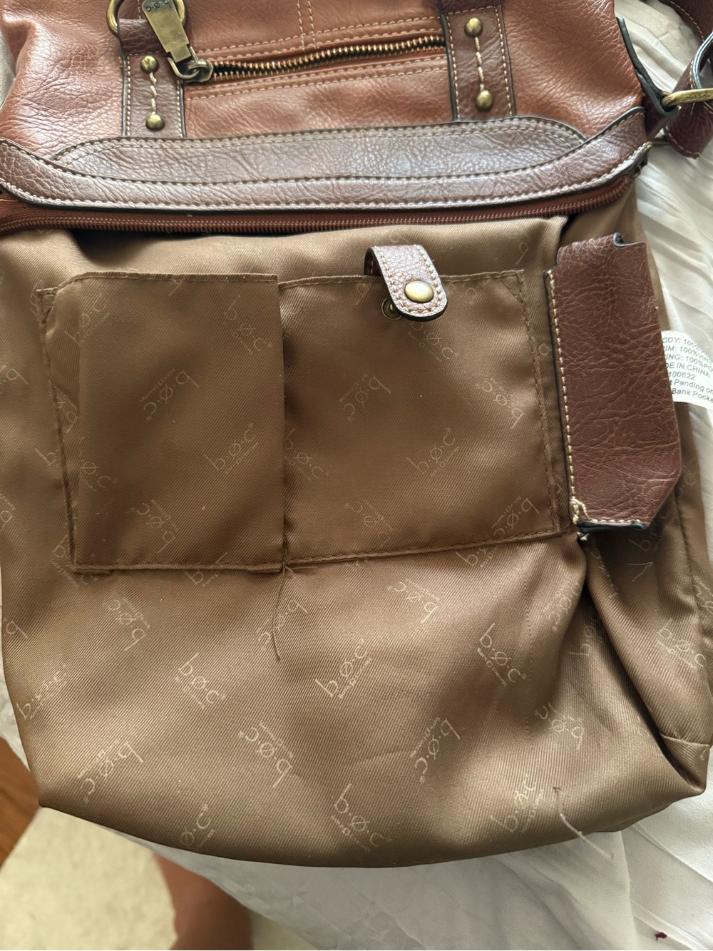 b.ø.c Born Concept Brown Faux Leather Crossbody Bag Organizer Everyday Purse - Picture 4 of 7